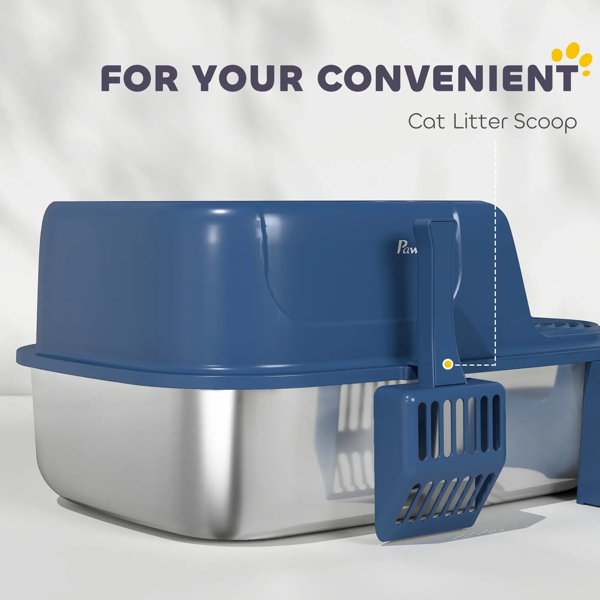 Stainless Steel Cat Litter Box, High Side with Scoop, Anti-Leakage, Navy Blue Cat Litter Box Enclosures at Gallery Canada