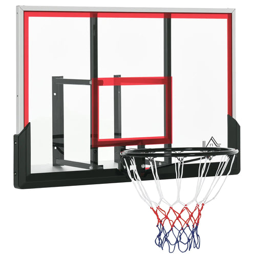 Wall Mounted Basketball Hoop, 43'' x 30'' Shatter Proof Backboard, Indoor Outdoor, Black