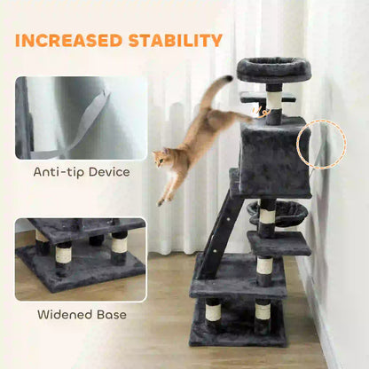 52 Inch Large Cat Tree, Dark Grey Cat Towers at Gallery Canada