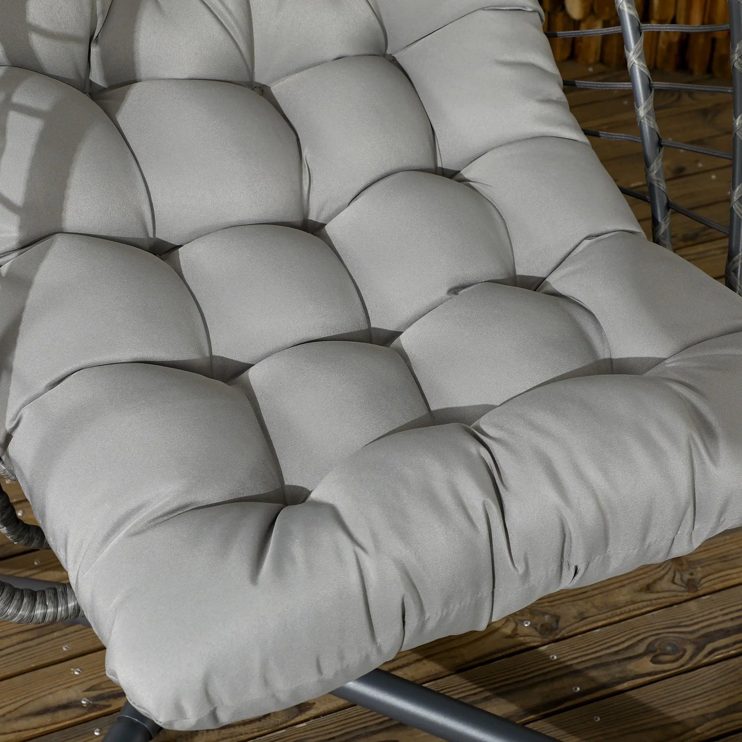Hanging Egg Chair With Stand, Foldable Wicker Rattan Swing, Light Grey Patio Swings with Stand at Gallery Canada