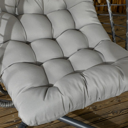Hanging Egg Chair With Stand, Foldable Wicker Rattan Swing, Light Grey Patio Swings with Stand at Gallery Canada