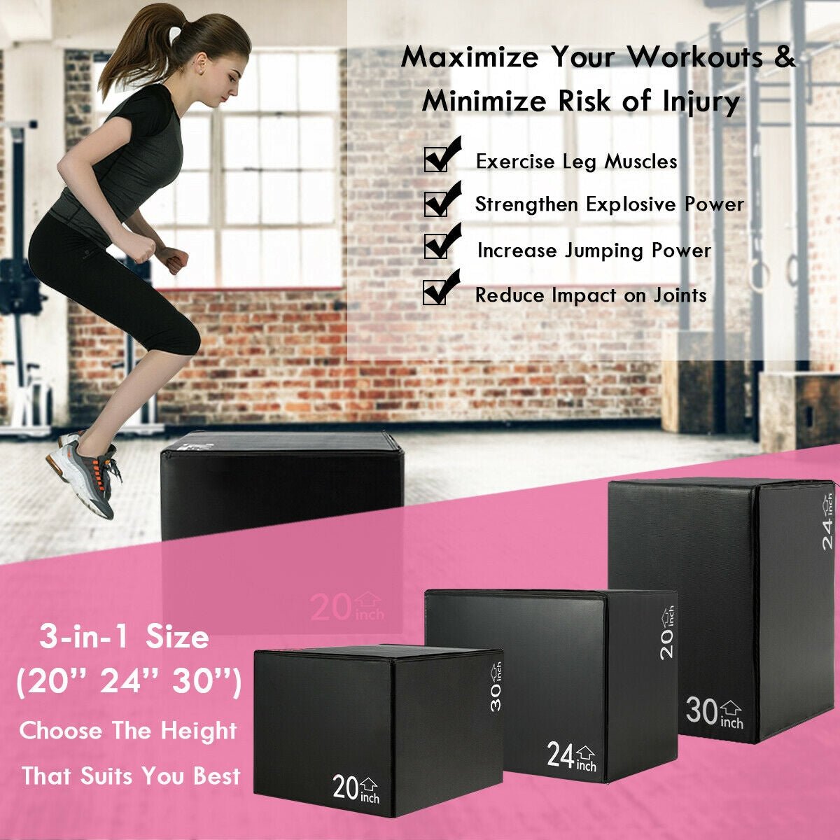 3-in-1 Foam Jumping Box for Jump Training at Gallery Canada