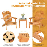 Thumbnail for 3 Pieces Adirondack Chair Set with Widened Armrest