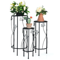 Thumbnail for 3 Pieces Metal Plant Stand Set with Crystal Floral Accents Round