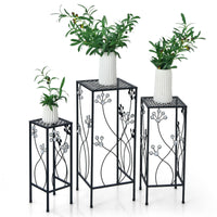 Thumbnail for 3 Pieces Metal Plant Stand Set with Crystal Floral Accents Square