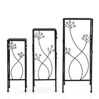 Thumbnail for 3 Pieces Metal Plant Stand Set with Crystal Floral Accents Square