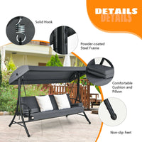 Thumbnail for 3-Seat Patio Outdoor Swing with Adjustable Tilt Canopy