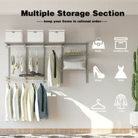 Thumbnail for 3 to 6 Feet Wall-Mounted Closet System Organizer Kit with Hang Rod