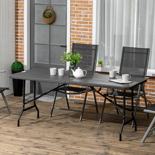Foldable Patio Dining Table for 6, Rectangular Outdoor Table for Garden Lawn Backyard, Dark Grey - Gallery Canada