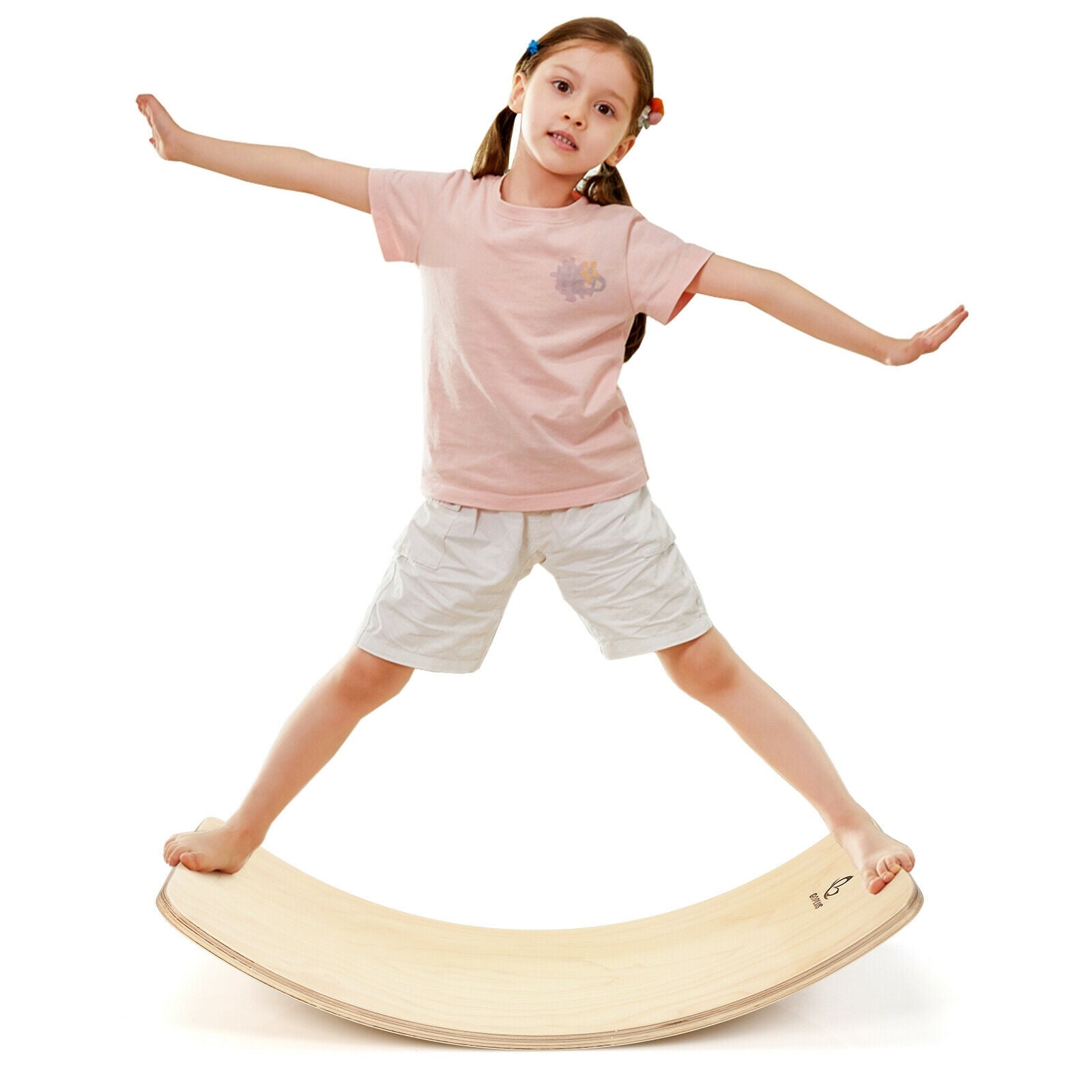 35 Inch Wooden Wobble Balance Board Kids Rocker Yoga Curvy Board Toy with Felt Layer at Gallery Canada