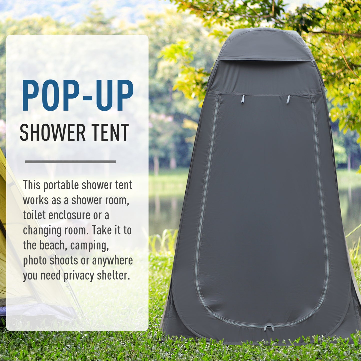 Pop Up Shower Tent, Portable Privacy Room for Outdoor Changing, Dressing, Fishing Storage with Carrying Bag, Black at Gallery Canada