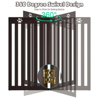 Thumbnail for 36 Inch Folding Wooden Freestanding Pet Gate with 360° Hinge