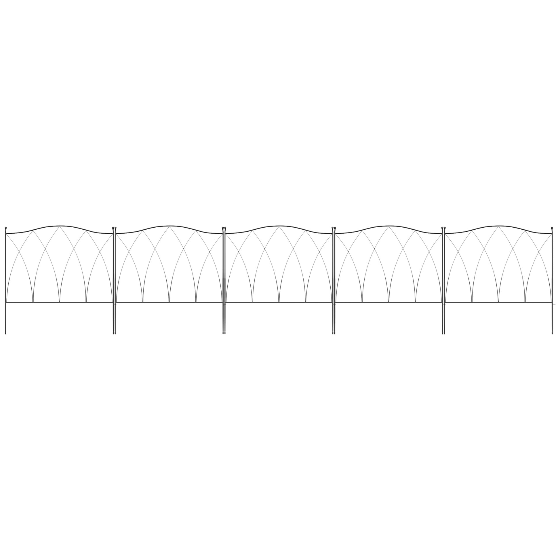 5PCs Outdoor Garden Fence Panels, Metal Wire Landscape Flower Bed Border Edging Animal Barrier, 24" x 10', Black - Gallery Canada