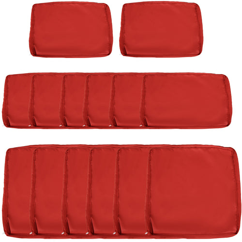 Outdoor 14pc Patio Rattan Sofa Set Cushion Polyester Cover Replacement Set - No Cushion Included Red