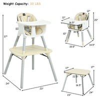 Thumbnail for 4-in-1 Baby Convertible Toddler Table Chair Set with PU Cushion