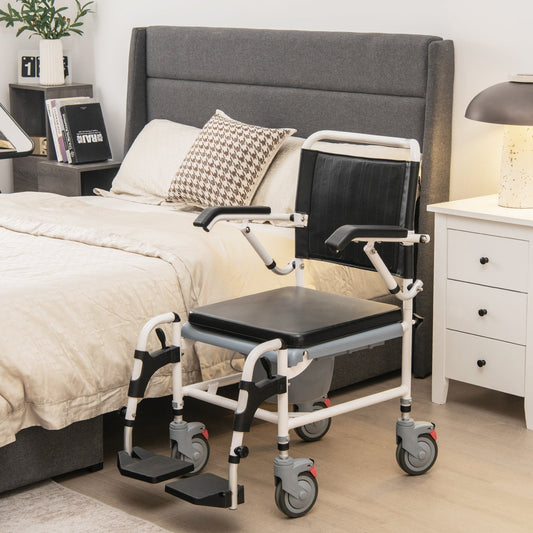 4-in-1 Bedside Commode Wheelchair with Detachable Bucket at Gallery Canada