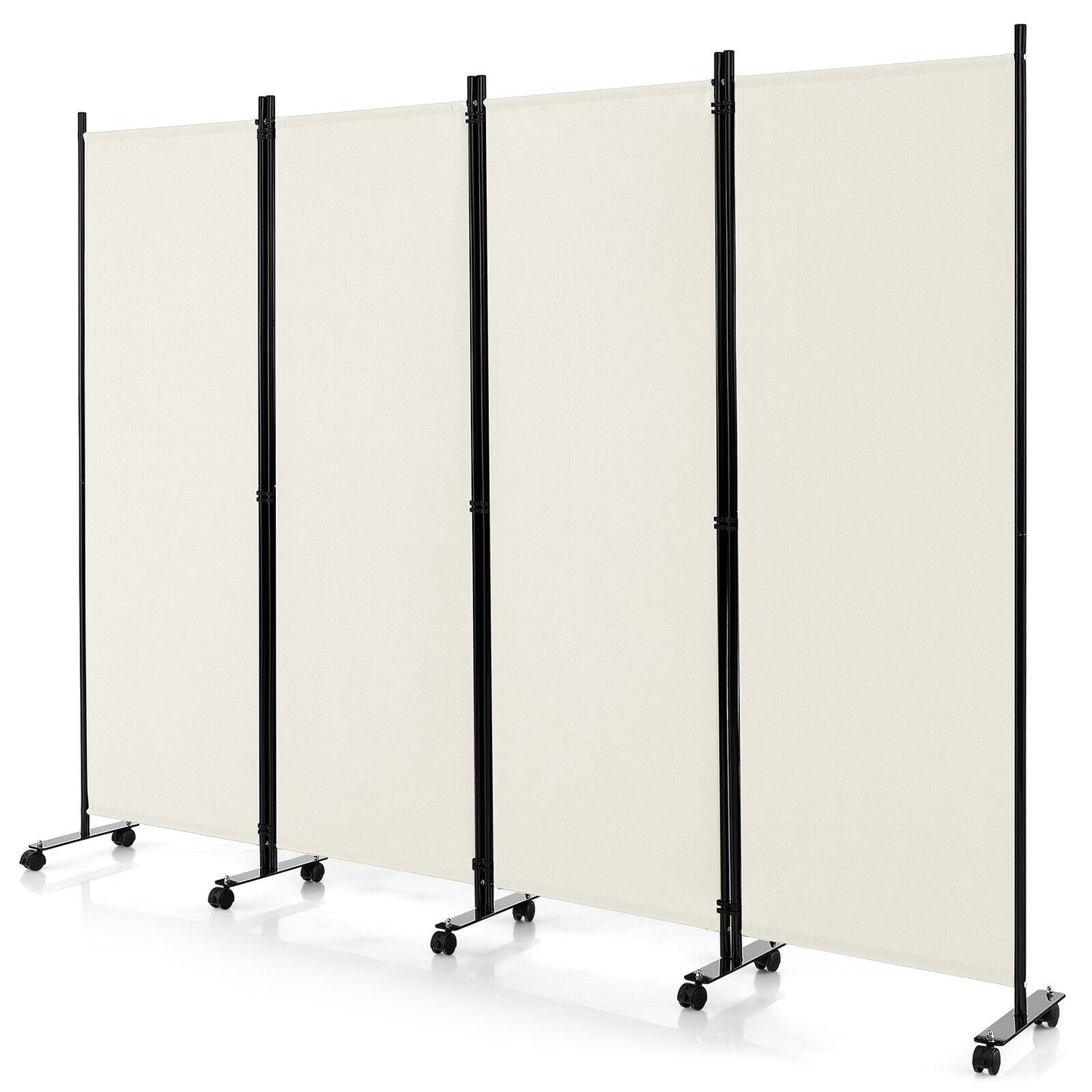 4-Panel Folding Room Divider Privacy Screen with Lockable Wheels at Gallery Canada