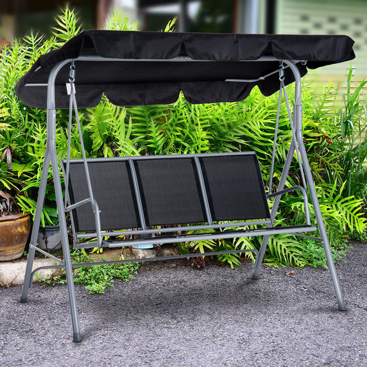 3-Seater Patio Swing, Outdoor Swing Chair, A Frame Porch Swing with Canopy Garden Hammock Glider Bed, Black - Gallery Canada