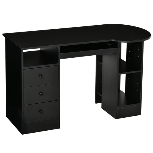 Computer Desk with Storage, Home Office Laptop Table with Shelves and Drawers, Modern Workstation Desk with Keyboard Tray for Study, Living Room, Black - Gallery Canada