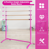 Thumbnail for 51 Inch Ballet Barre Bar with 4-Position Adjustable Height