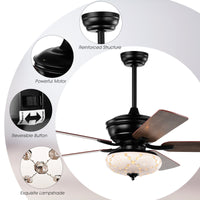 Thumbnail for 52 Inch Ceiling Fan with 3 Wind Speeds and 5 Reversible Blades