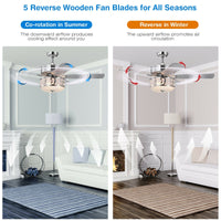 Thumbnail for 52 Inch Ceiling Fan with Light Reversible Blade and Adjustable Speed