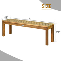 Thumbnail for 52 Inch Outdoor Acacia Wood Dining Bench Chair