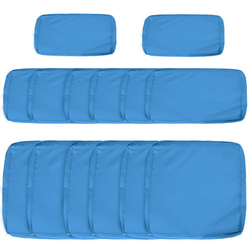 Outdoor 14pc Patio Rattan Sofa Set Cushion Polyester Cover Replacement Set - No Cushion Included Turquoise