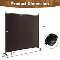 Thumbnail for 6 Feet Single Panel Rolling Room Divider with Smooth Wheels