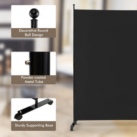 Thumbnail for 6 Feet Single Panel Rolling Room Divider with Smooth Wheels