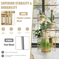Thumbnail for 6-Tier Metal Plant Stand with Folding Rotatable Frame for Balcony Garden