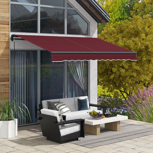 8' x 6.5' Retractable Awning, 280gsm UV Resistant Sunshade Shelter, for Deck, Balcony, Yard, Wine Red - Gallery Canada