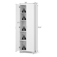 Thumbnail for 73.5 Inch Freestanding Double Door Tall Versatile Storage Organizer