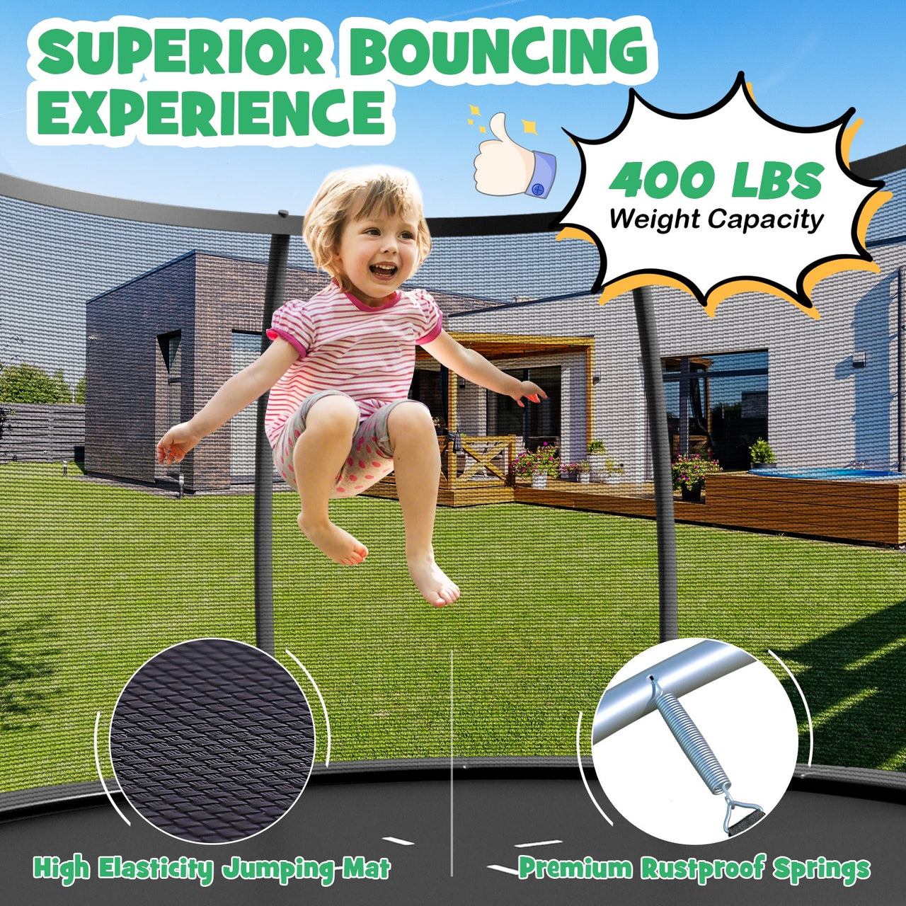 8 Feet ASTM Approved Recreational Trampoline with Ladder
