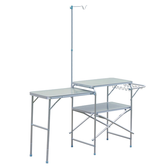 Adjustable Outdoor Folding Camping Kitchen Garden BBQ Picnic Table, Silver at Gallery Canada