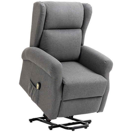 Wingback Lift Chair for Elderly, Power Chair Recliner with Footrest, Remote Control, Side Pockets, Grey - Gallery Canada