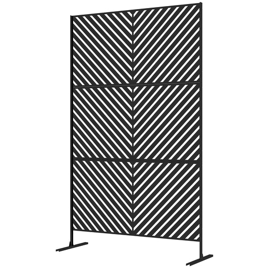 6.5FT Decorative Outdoor Divider, Metal Privacy Screen with Stand, Triangle Style, Black - Gallery Canada