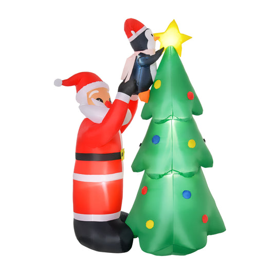 6ft Christmas Inflatable Tree with Santa Claus and Penguin Outdoor Decorations with Built-in white Lights Xmas Blow up Decor for Yard Lawn Garden - Gallery Canada