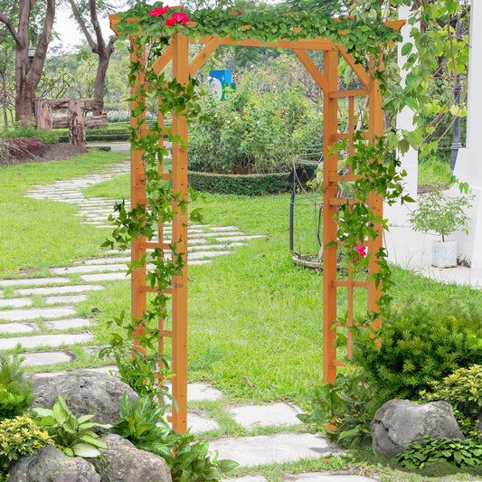 85" Wooden Outdoor Garden Arbor, Garden Arch Trellis for Climbing Vines for Wedding and Ceremony - Orange - Gallery Canada