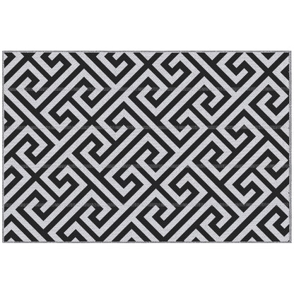 Reversible Outdoor RV Rug, Patio Floor Mat, 4' x 6' Plastic Straw Rug for Backyard, Deck, Beach, Camping, Black &; White at Gallery Canada