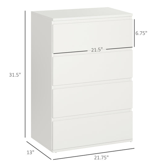 4 Drawer Cabinet Storage Cupboard Wooden Freestanding Organiser Unit White - Gallery Canada