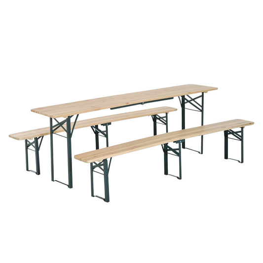 3-Piece Folding Picnic Table Set, 86" Large Beer Table with Benches, Portable for Camping Garden Poolside BBQ Dining Party (7') at Gallery Canada