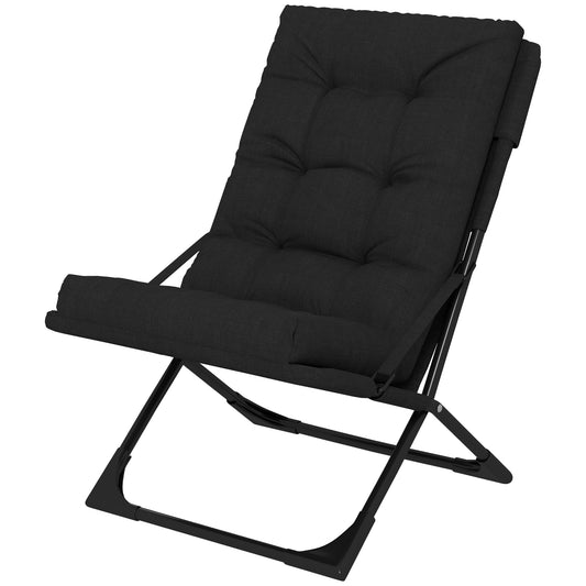 Outdoor Folding Lawn Chair, Foldable Chair with Cushion, Armrest and Steel Frame for Poolside, Deck, Backyard - Gallery Canada