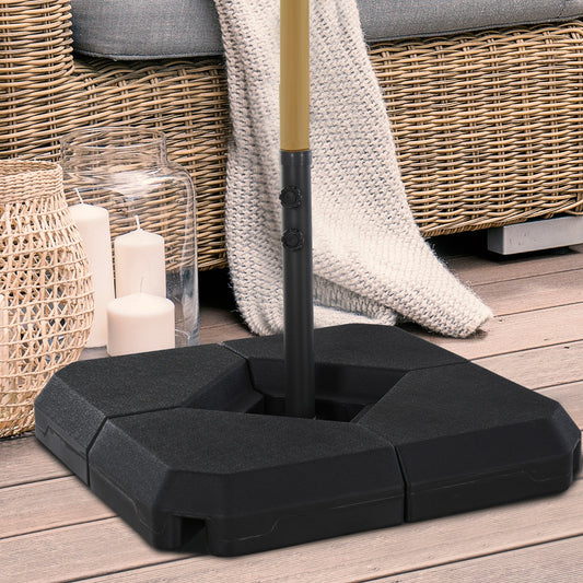 Umbrella Stand Fitting 2" Poles and Steel Base with 4 Fillable Plastic Weights, 158lbs Sand or 132lbs Water Filled, Black - Gallery Canada