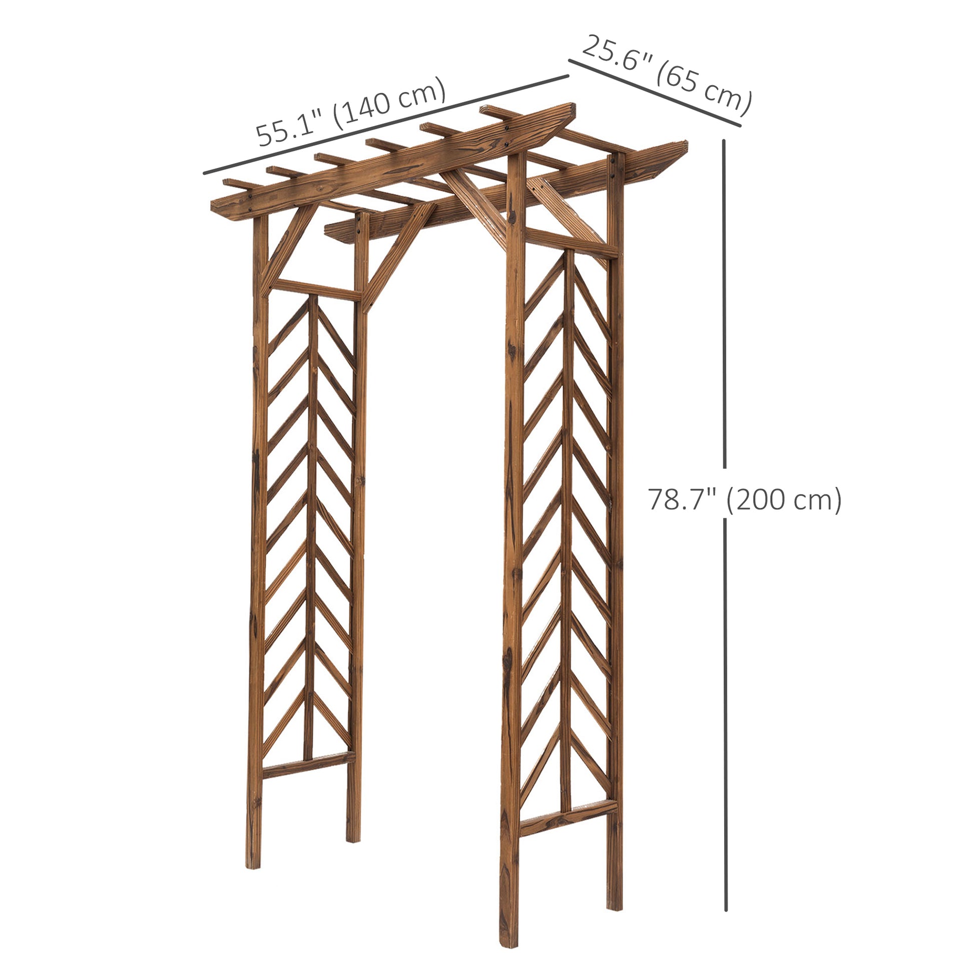 79" Plant Trellis, Arched Garden Arbour with Pergola Style Roof, Fir Wood Frame for Climbing Vines - Gallery Canada