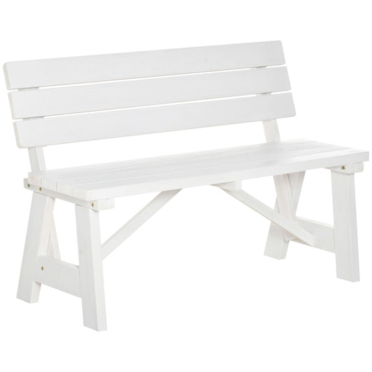 Wooden Garden Bench for Outdoor, 2-person Patio Bench, Loveseat Furniture for Lawn, Deck, Yard, Porch and Entryway, White - Gallery Canada
