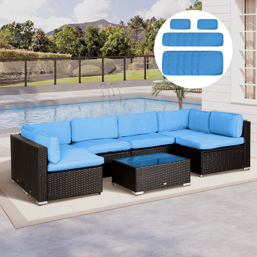 Outdoor 14pc Patio Rattan Sofa Set Cushion Polyester Cover Replacement Set - No Cushion Included Turquoise