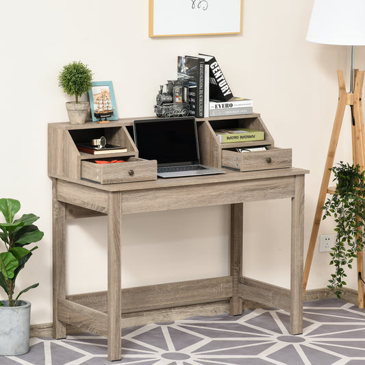 Rectangle Computer Desk with Display Shelves Drawers Home Office Table Workstation Natural Wood Grain - Gallery Canada