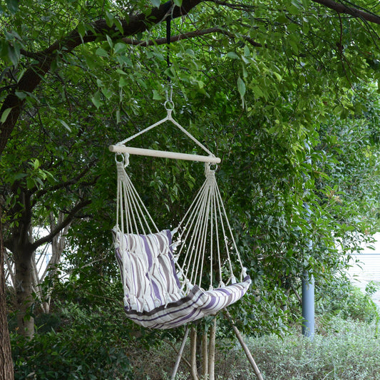 Portable Hanging Woven Hammock Seat Rope Swing Chair Sleeping Bed for Outdoor Garden Yard Camping Brown - Gallery Canada