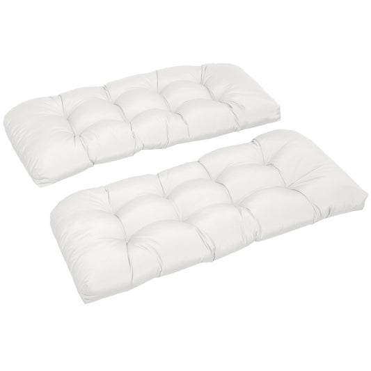 Set of 2 Patio Bench Replacement Cushions, 2 Seater Outdoor Loveseat Cushion Seat Pad, 43" x 19" x 3", Cream White at Gallery Canada